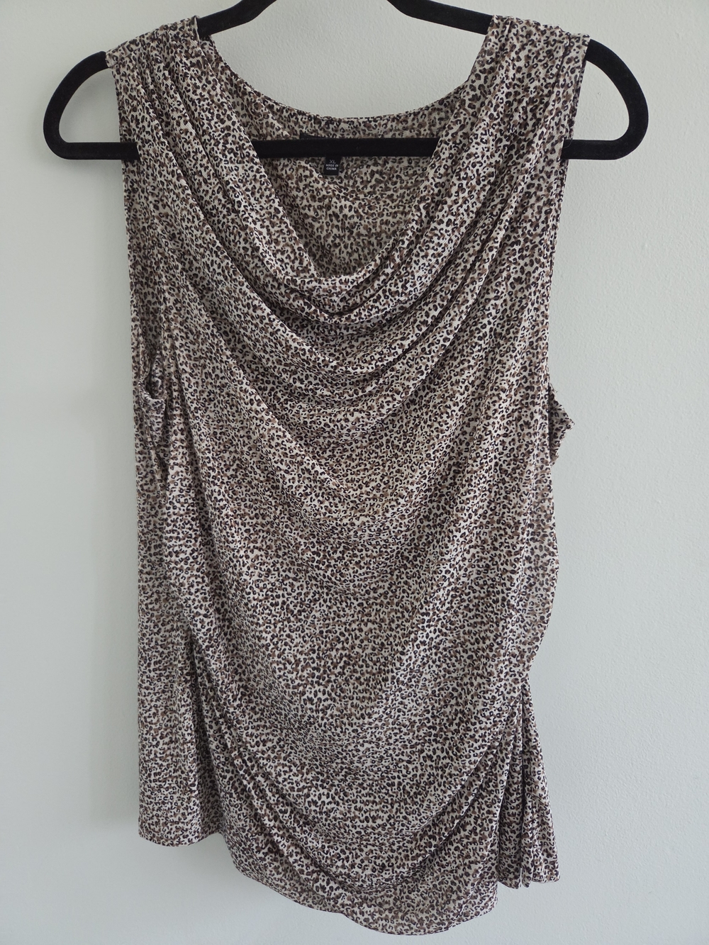 Sleeveless Drape Neck Leopard Blouse